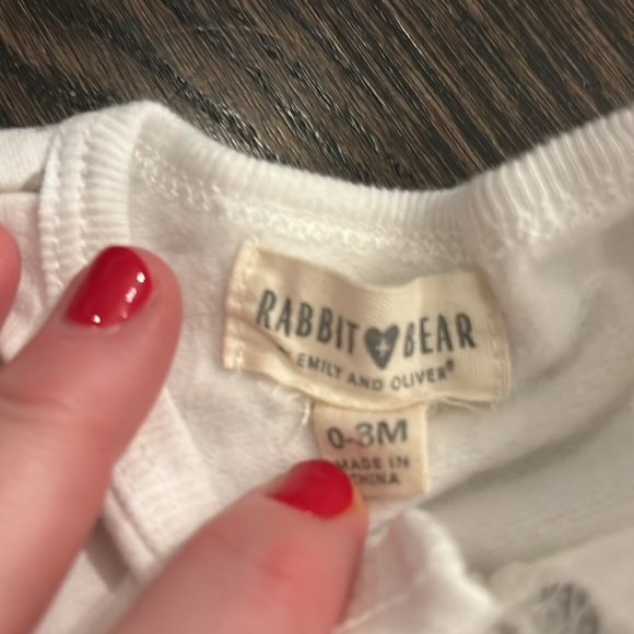 Rabbit bear fleece romper with grey foxes on it - Picture 2 of 3